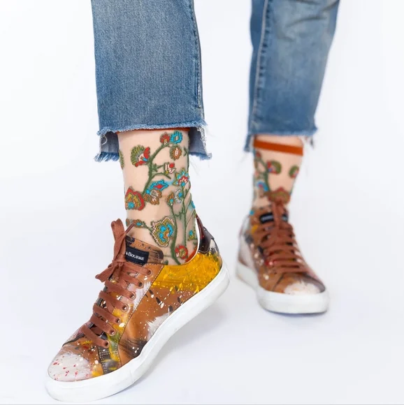 Tree of Life Sheer Crew Sock - Picture 2 of 8